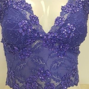 Y2K lace beaded crop top